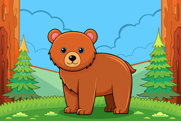 grizzly bear cute background is tree