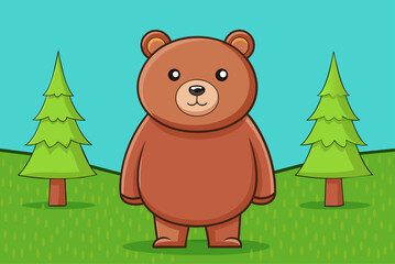 Fototapeta premium grizzly bear cute background is tree