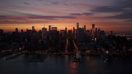 Fototapeta premium Manhattan skyline at sunset