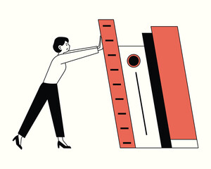 People are busy working because of time. flat design style minimal vector illustration.