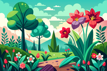 amaryllis flower garden background is