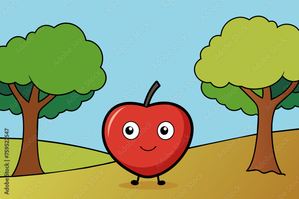 Sticker apple background is tree