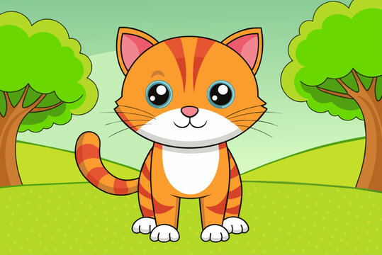 animals cat cute background is tree
