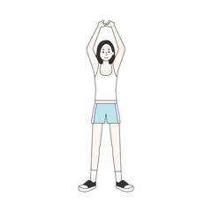 People character exercising. People are doing warm-up exercises in various movements. flat design style minimal vector illustration.