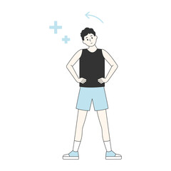 People character exercising. People are doing warm-up exercises in various movements. flat design style minimal vector illustration.
