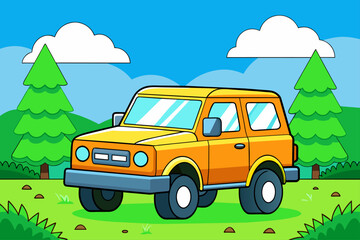 auto suv cute background is tree