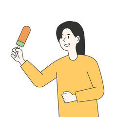 People eating various types of ice cream. flat design style minimal vector illustration.