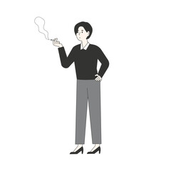 Collection of people characters who smoke. flat design style minimal vector illustration.