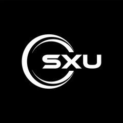 SXU letter logo design with black background in illustrator, cube logo, vector logo, modern alphabet font overlap style. calligraphy designs for logo, Poster, Invitation, etc.