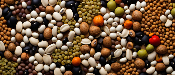 Various cereals seeds beans and grains 