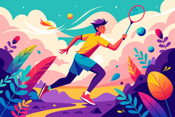 badminton men sport background is - obrazy, fototapety, plakaty