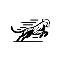 running cheetah animal vector logo in black and white. Cheetah logo vector