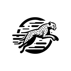 Cheetah logo.Running cheetah animal vector logo