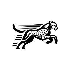 Cheetah logo.Running cheetah animal vector logo
