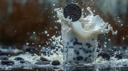 falling cookies in splashes of milk