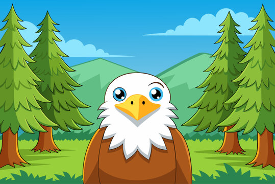 bird eagle cute background is tree
