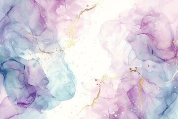 Pastel-colored alcohol ink background with a golden elements. Gentle and calming aesthetic. AI generative