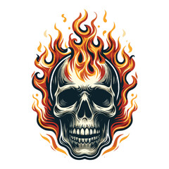Flaming Skull vector illustration on white background
