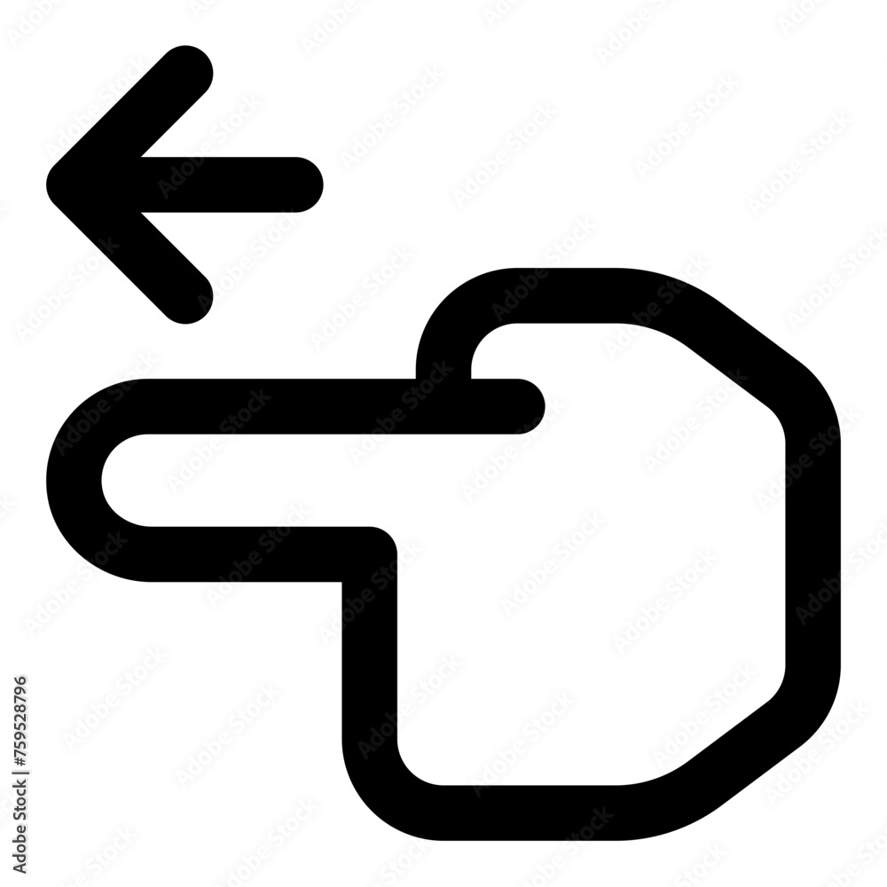 Wall mural hand pointing left icon in outline style. simple gesture vector illustration — pixel-perfect icon.