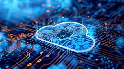 Secure Cloud Computing Representation, Excellent for Cybersecurity Marketing