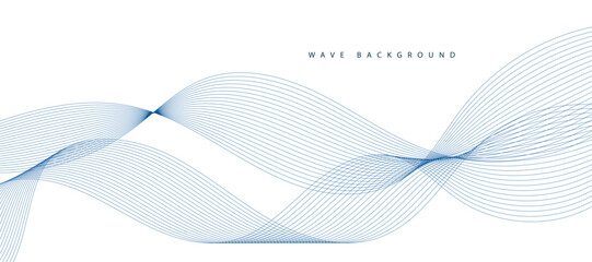 Abstract vector background with blue wavy lines.  Blue lines vector illustration. Curved wave. Abstract wave element for design.