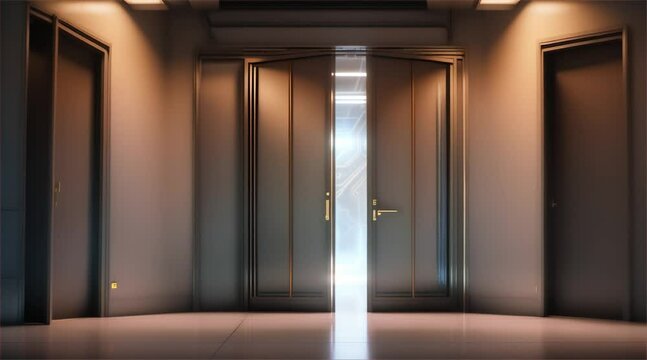 Open a luxurious door with a bright light ahead.