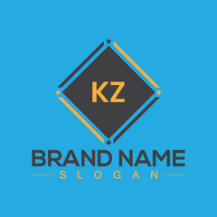 Initials letters KZ square vector logo design for company branding
