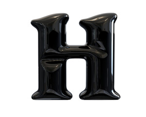 Letter H Black 3D Render 