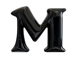 Letter M Black 3D Render 