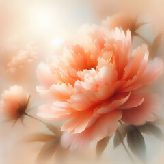Piękny kwiat piwonii w kolorze peach fuzz, dekoracja generative ai - obrazy, fototapety, plakaty