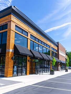 Prime commercial space for purchase or rent in a versatile building featuring a blend of retail and office areas, complete with a canopy.