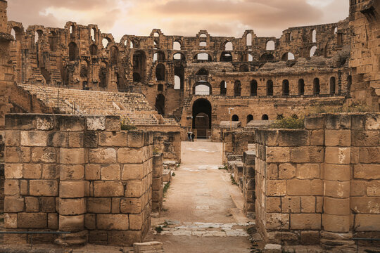 ruins of the ancient theatre, el jem tunisia