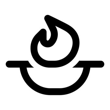recommend clip art: Wok on fire icon in outline style. Simple kitchen vector — pixel-perfect icon.