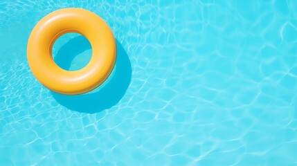 a yellow tube floating in a pool - obrazy, fototapety, plakaty