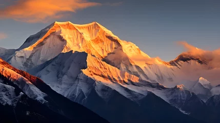 Papier Peint photo autocollant Himalaya The Majestic Dhaulagiri Mountain at Sunset: A Striking Image of Nature's Grandeur