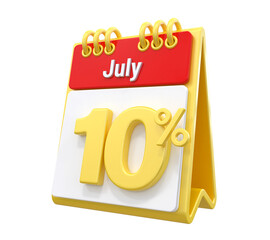 10 Percent Discount Off Sale Calendar July
