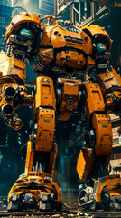 A hulking robot powered by diesel engines. mobile phone wallpaper