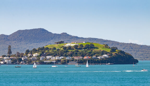 North Head and Waitamata Harbour with Rangitoto Island in the background