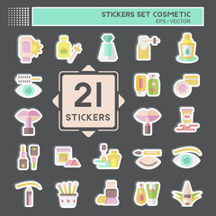 Sticker Set Cosmetic. related to Beautiful symbol. simple design editable. simple illustration
