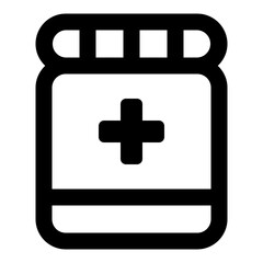 Medicine bottle icon in outline style. Simple pharmacy vector — Pixel-perfect icon.