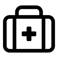 Obraz premium Briefcase medical icon in outline style. Simple doctor bag vector illustration — pixel-perfect icon.