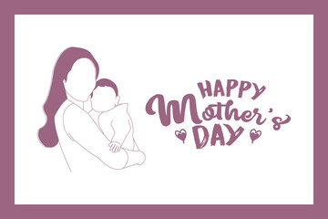 Happy Mother's Day typography. Mother holding her baby vector.