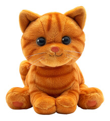 Plush orange tabby cat toy, cut out - stock png.