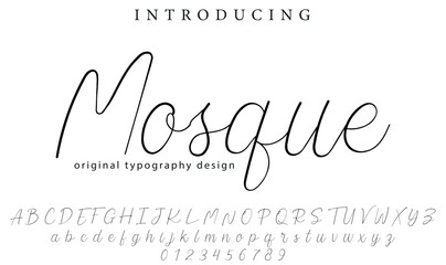 Mosque Font Stylish brush painted an uppercase vector letters, alphabet, typeface