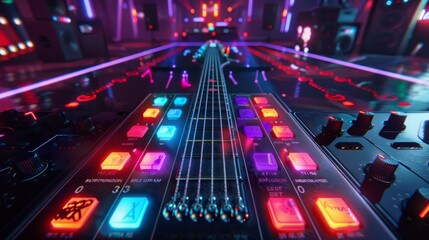 Rockband-style music game interface party. - obrazy, fototapety, plakaty