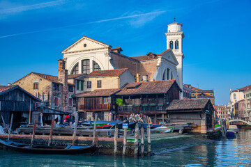 The gondola shipyard of San Trovaso (squero di San Trovaso) in Venice, Italy.