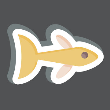 recommend clip art: Sticker Neon Tetra. related to Sea symbol. simple design editable. simple illustration