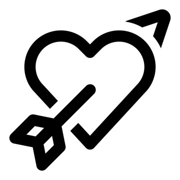 recommend clip art: Cupid arrow icon in outline style. Simple heart crossbow vector illustration — pixel-perfect icon.