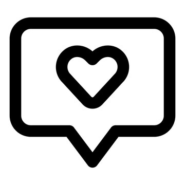 recommend clip art: Love chat icon in outline style. Simple speech bubble with heart vector illustration — pixel-perfect icon.