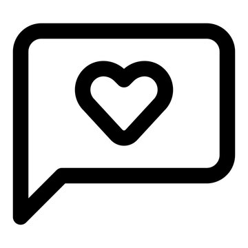 recommend clip art: Love chat icon in outline style. Simple speech bubble with heart vector illustration — pixel-perfect icon.